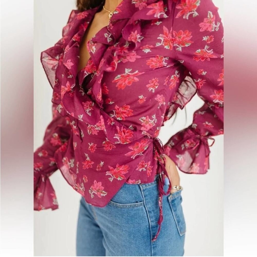 Free People Amanda Ruffle Warp Top - NWT - Picture 3 of 13